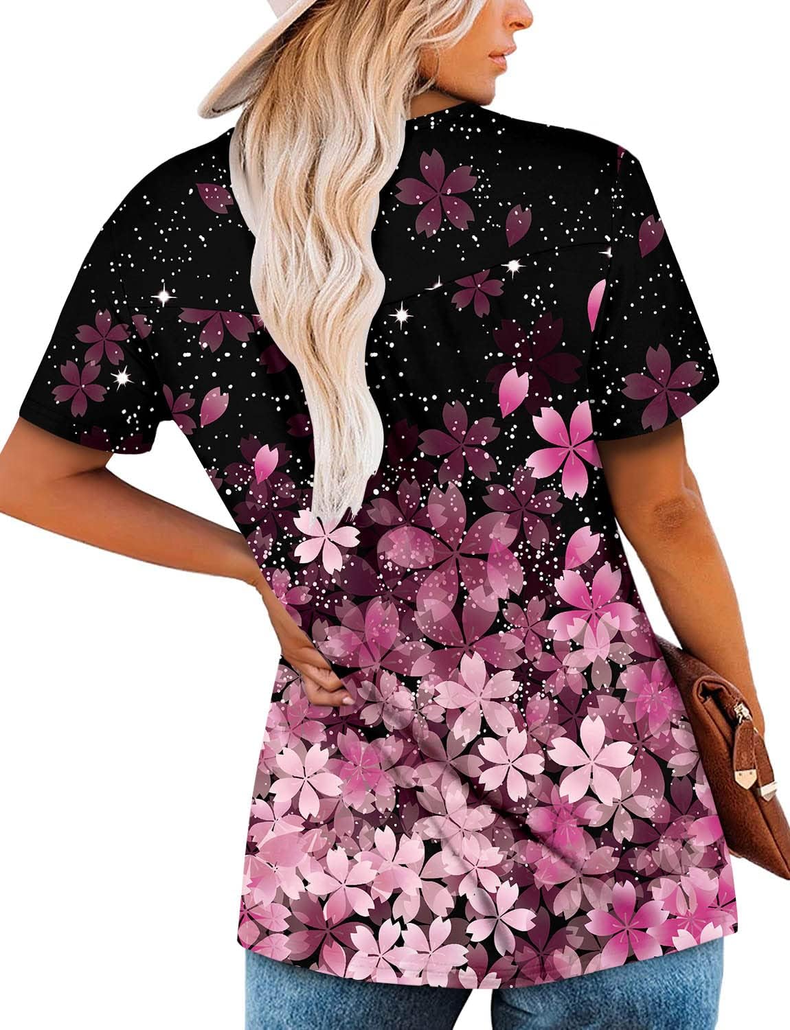 ⏰Hot Sale-Women's Summer Printed Pleated Crew Neck Tee