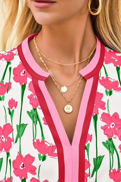 Womens V Neck Floral Mini Dress Short Puff Sleeve Patchwork