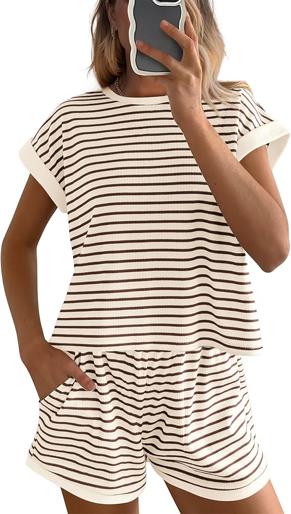 Womens Striped Knit Sets 2 Piece Outfits(Buy 2 Free Shipping)
