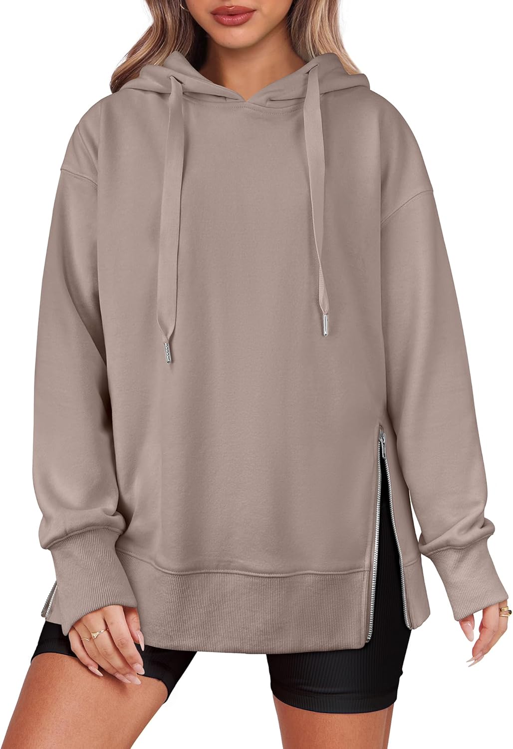 Women's Oversized Side Zip Pullover Hoodie