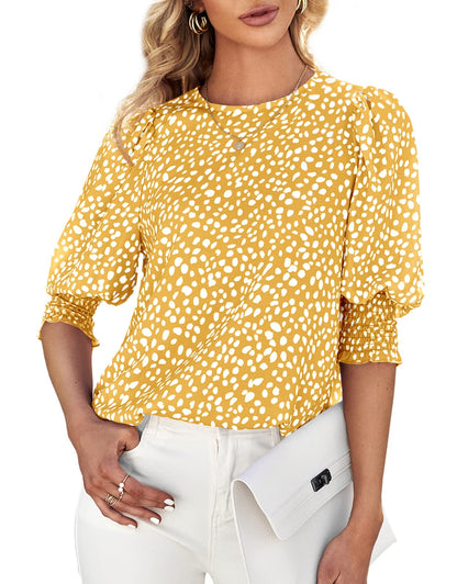 Women's Polka Dot Three-quarter Sleeve T-Shirt Top