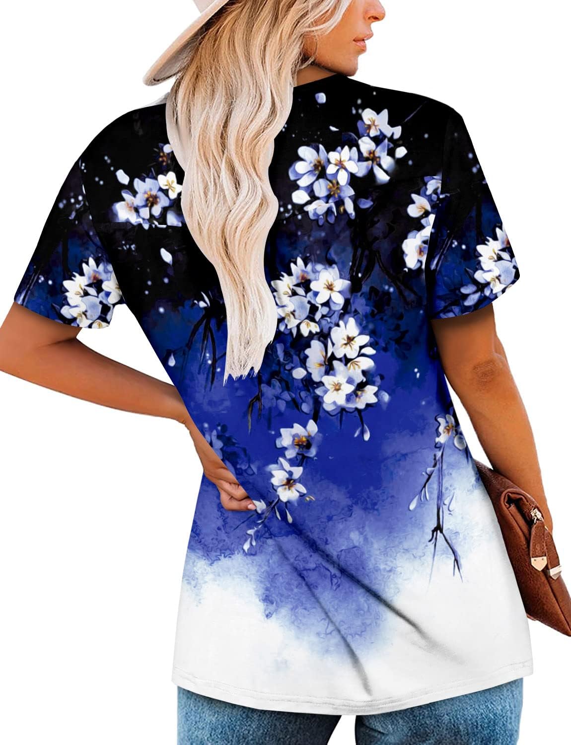⏰Hot Sale-Women's Summer Printed Pleated Crew Neck Tee
