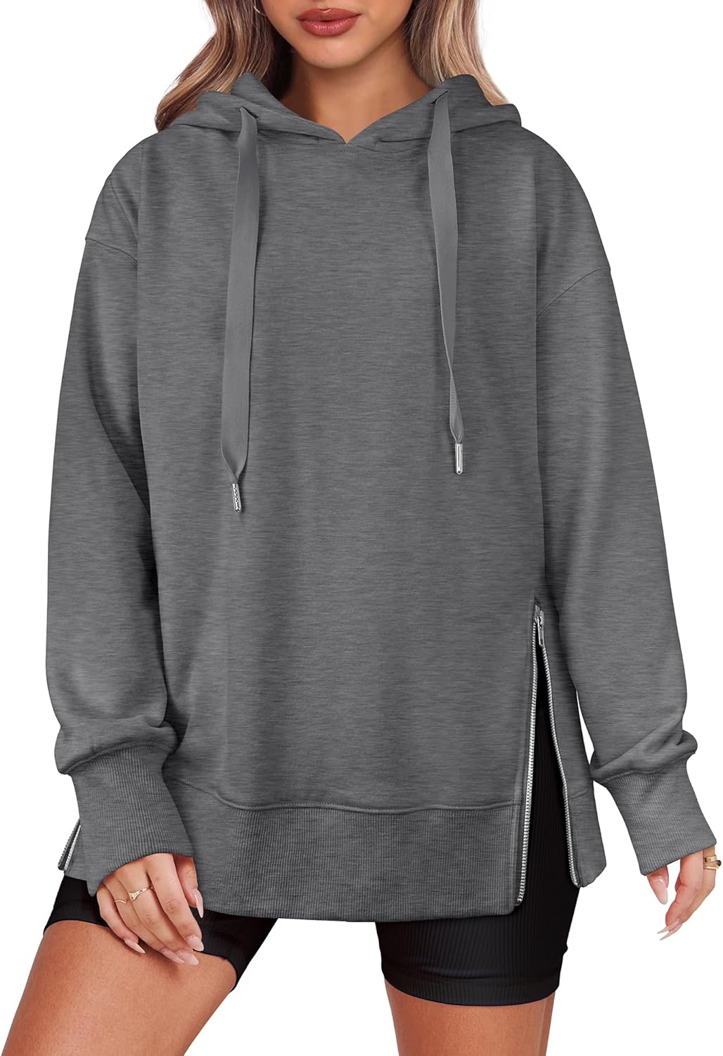 Women's Oversized Side Zip Pullover Hoodie