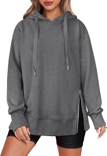 Women's Oversized Side Zip Pullover Hoodie