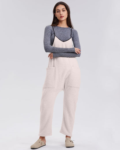 ✨Womens Fleece Overalls Loose Fit Adjustable Strap Jumpsuits Warm Fashion Work Outfits