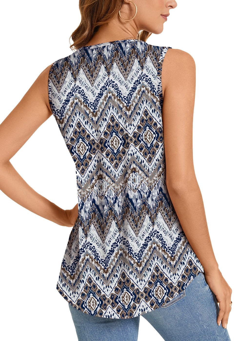 ⏰Hot Sale-Women's Summer Printed Pleated Sleeveless Tank Top