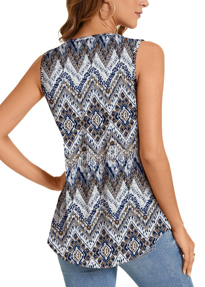 ⏰Hot Sale-Women's Summer Printed Pleated Sleeveless Tank Top