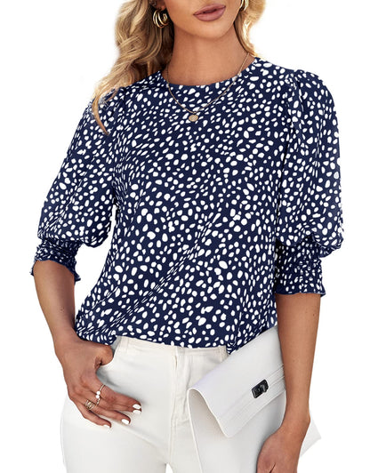 Women's Polka Dot Three-quarter Sleeve T-Shirt Top