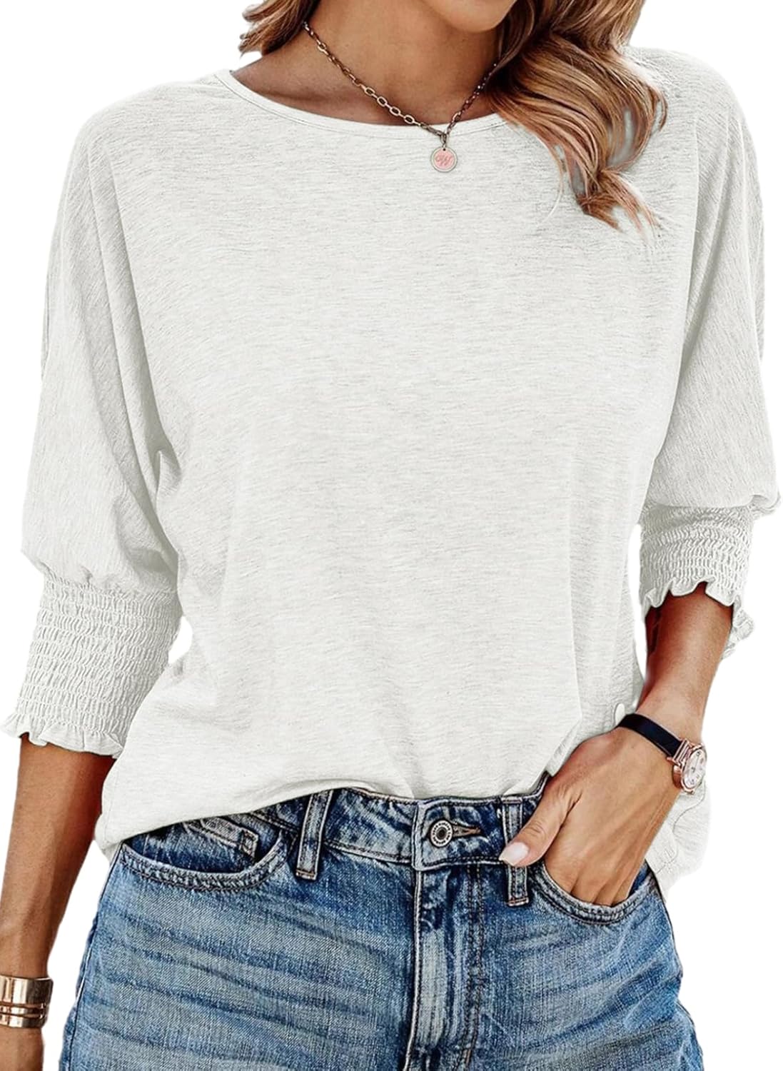 Limited time sale 🔥2024 Fall Tops 3/4 Sleeve T-Shirts Cute Crewneck Tees Blouses