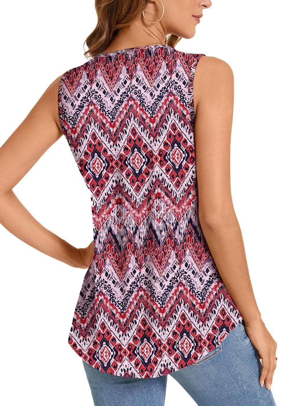 ⏰Hot Sale-Women's Summer Printed Pleated Sleeveless Tank Top