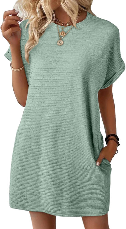 ⏰Hot Sale-Women's Lightweight Summer Short Sleeve Dress with Pockets