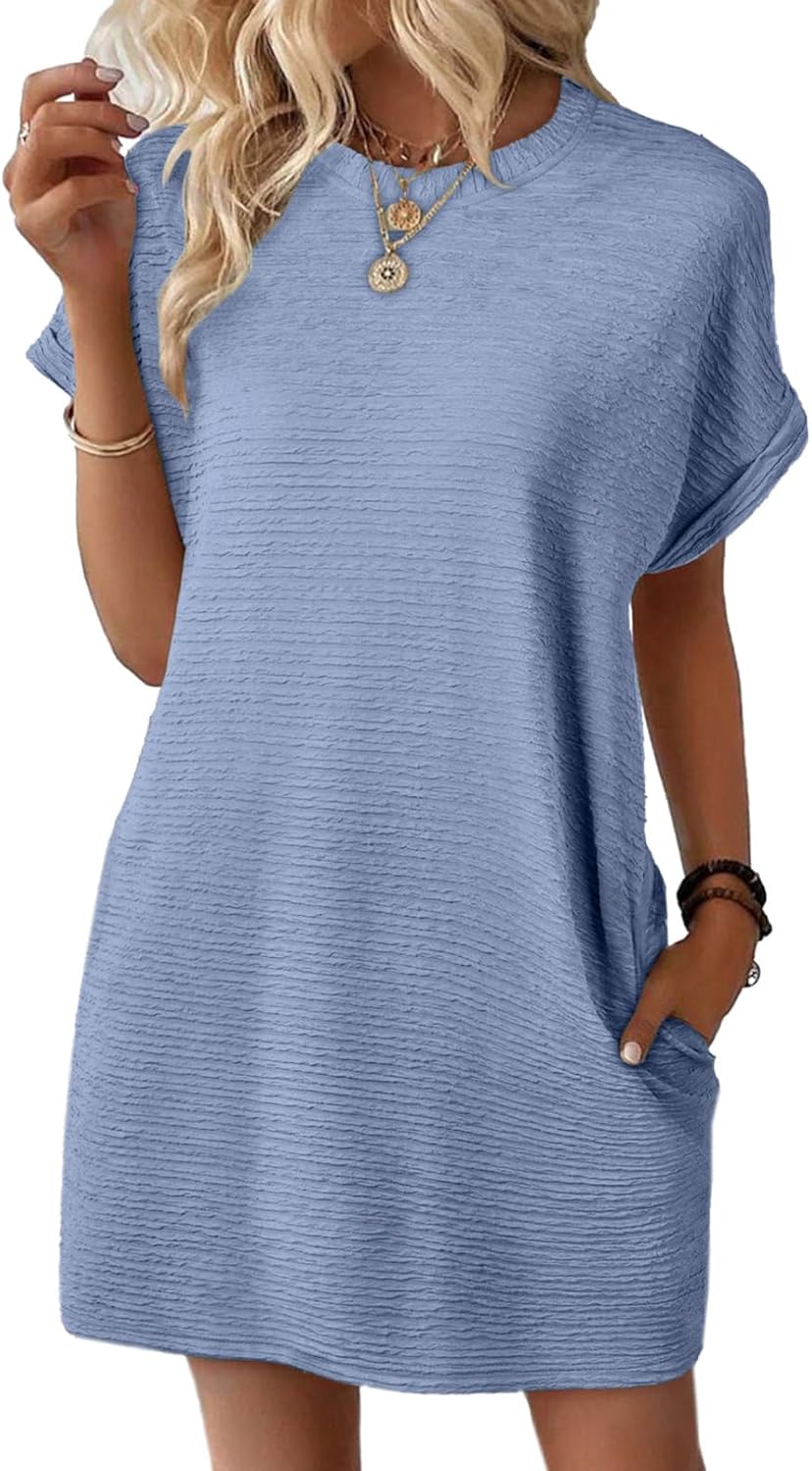 ⏰Hot Sale-Women's Lightweight Summer Short Sleeve Dress with Pockets
