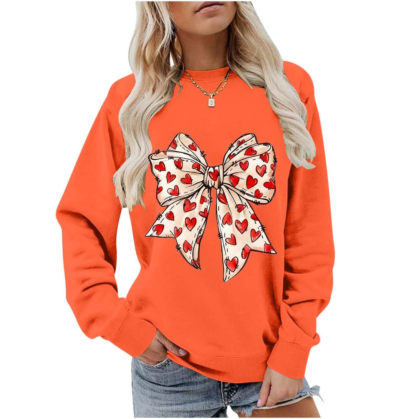 Valentines Day Heart Bow Sweatshirt