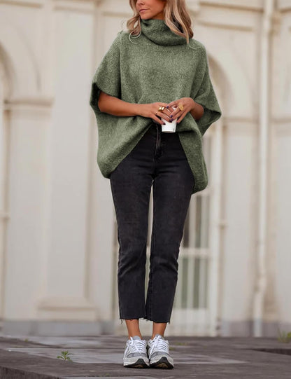 ✨Women's Turtleneck Cropped Bat Sleeve Knit Top