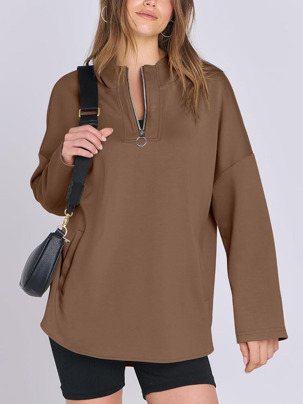 ✨Women's Oversized Quarter Zip Tunic Hoodie (Buy 2 Free Shipping)