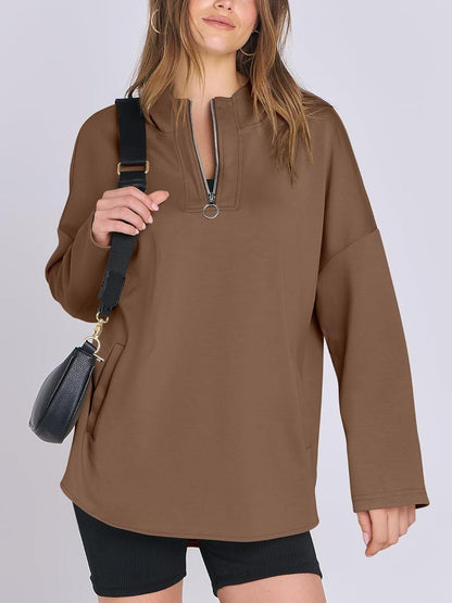 ✨Women's Oversized Quarter Zip Tunic Hoodie (Buy 2 Free Shipping)
