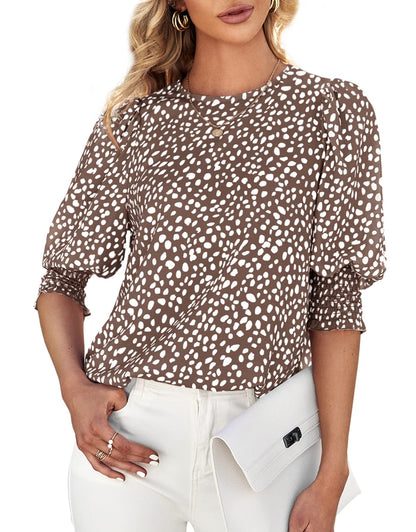 Women's Polka Dot Three-quarter Sleeve T-Shirt Top