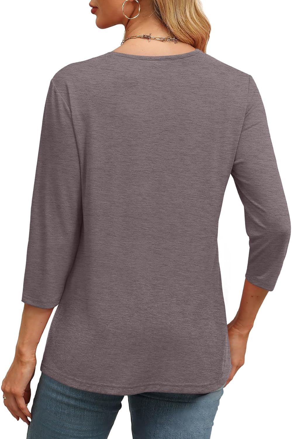 ✨Flash Sale Women's Trendy V Neck 3/4 Long Sleeve Tops Loose Fit Blouse