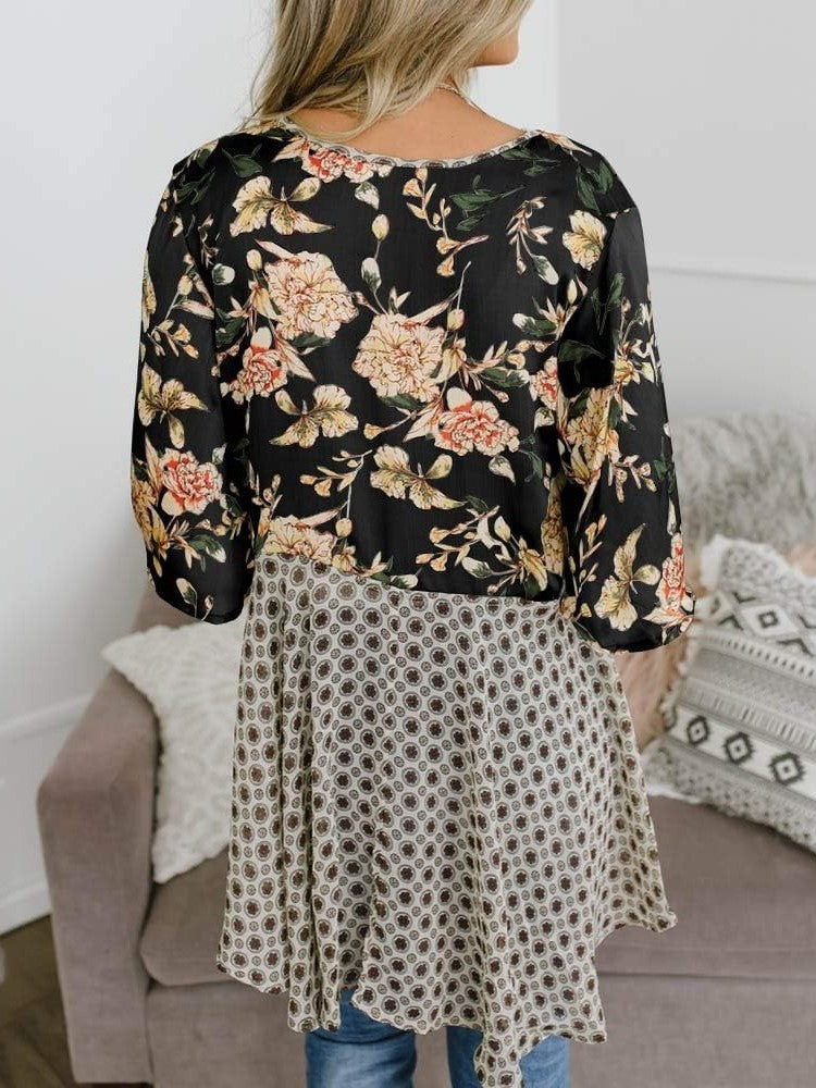 ⏰Hot Sale-Women's Floral Kimono Ruffle Sleeve Tie Cardigans Flowy Boho Loose Cover Ups