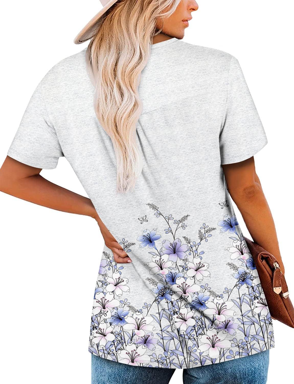 ⏰Hot Sale-Women's Summer Printed Pleated Crew Neck Tee