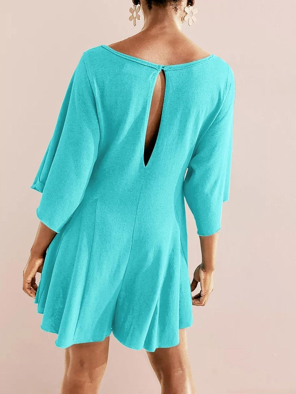 ⏰Hot Sale-Women's Short Sleeve Loose Ruffled Short Romper Dress with Pocket