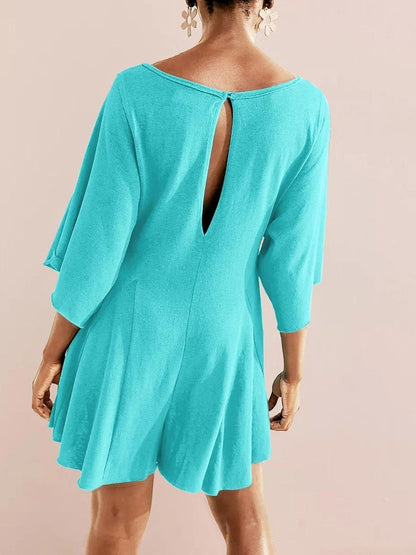 ⏰Hot Sale-Women's Short Sleeve Loose Ruffled Short Romper Dress with Pocket