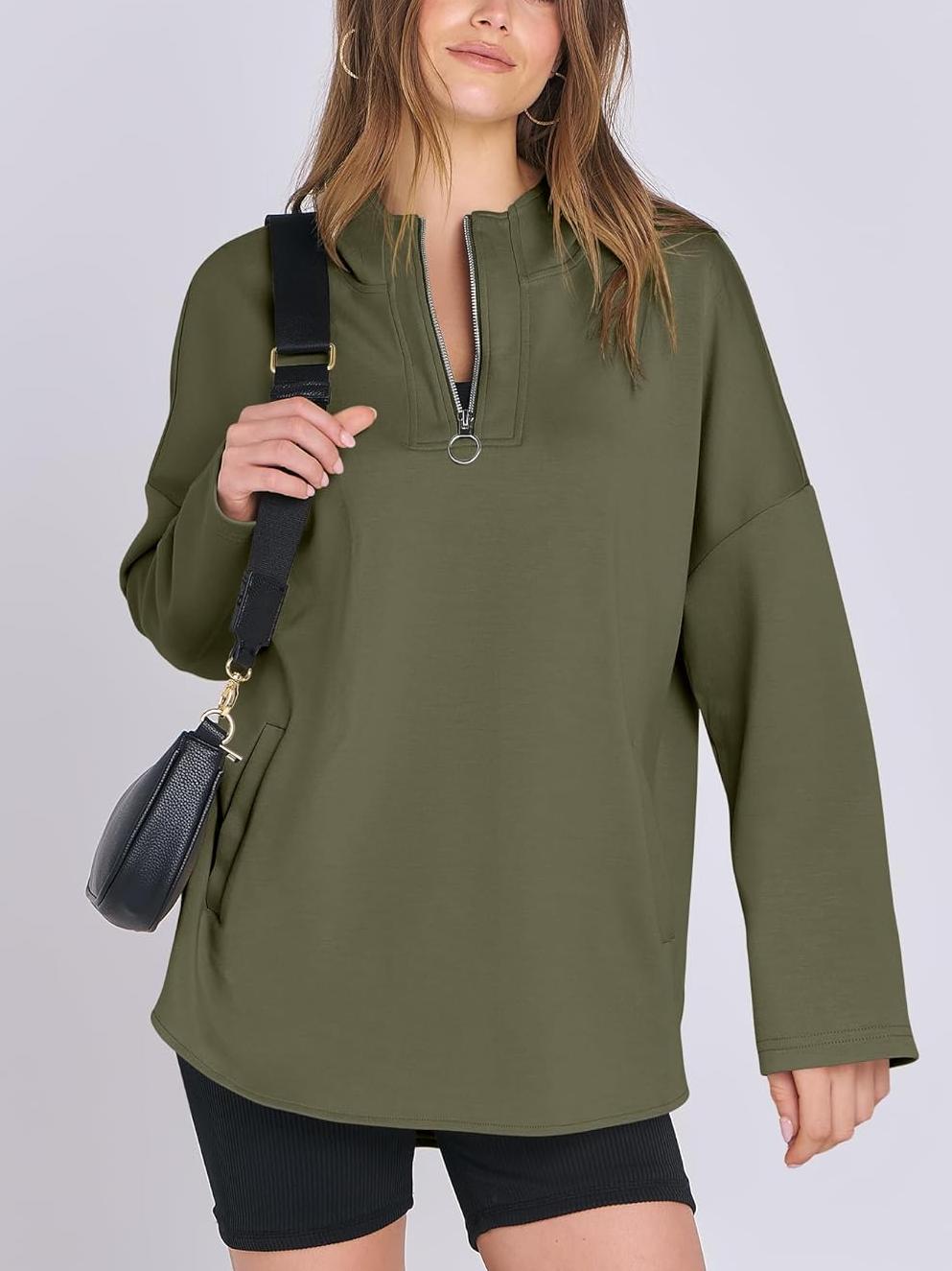 ✨Women's Oversized Quarter Zip Tunic Hoodie (Buy 2 Free Shipping)