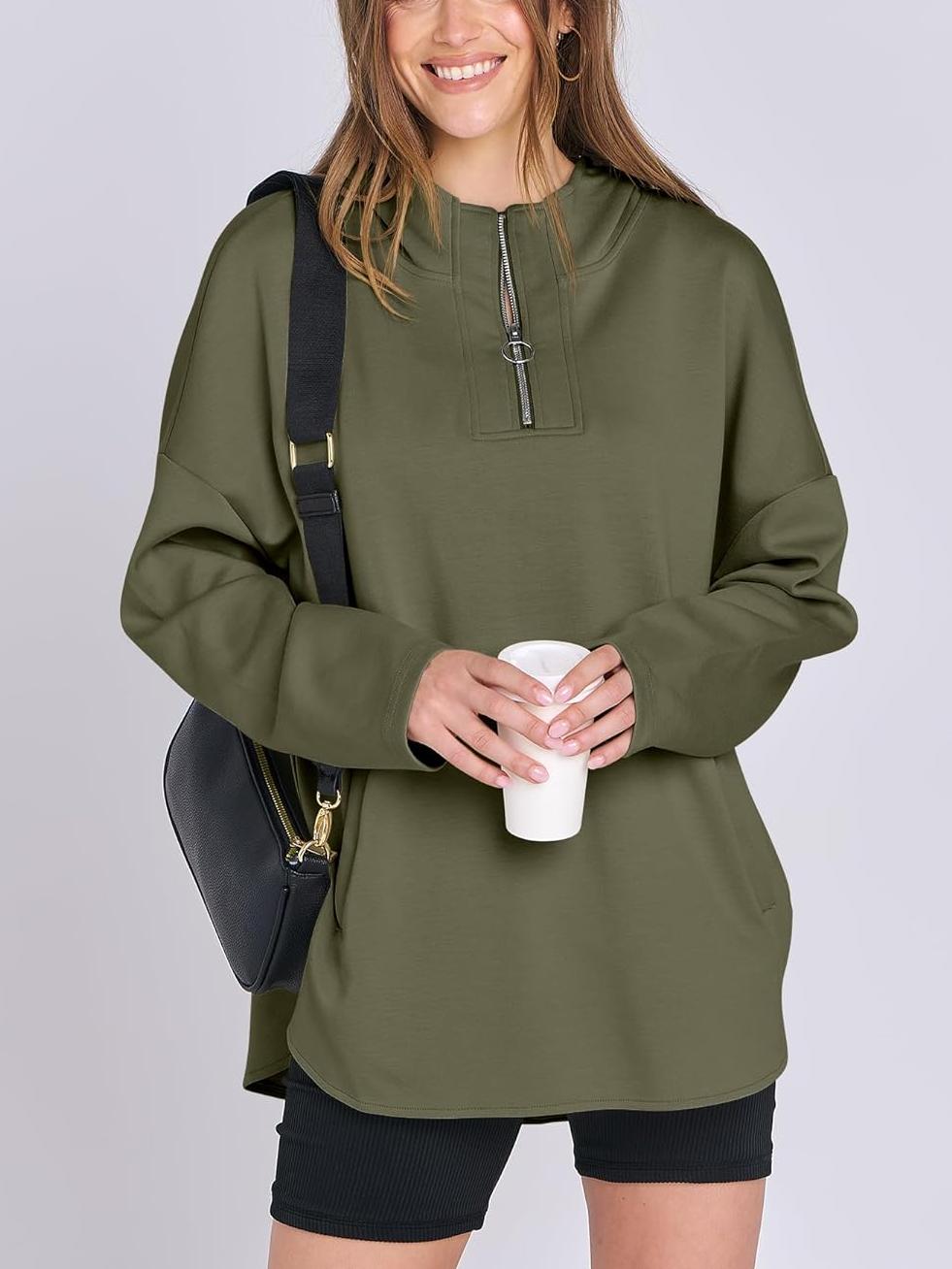 ✨Women's Oversized Quarter Zip Tunic Hoodie (Buy 2 Free Shipping)