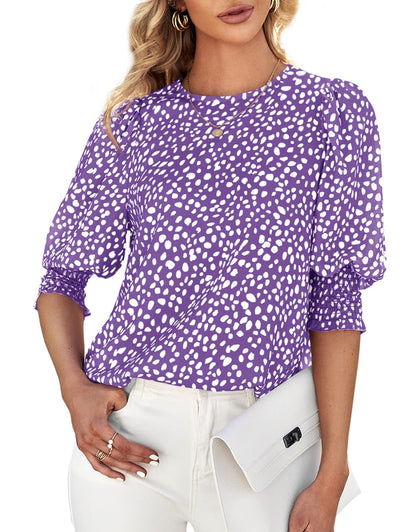 Women's Polka Dot Three-quarter Sleeve T-Shirt Top