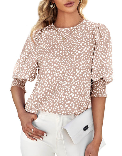 Women's Polka Dot Three-quarter Sleeve T-Shirt Top