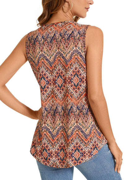 ✨Women's Summer Printed Pleated Sleeveless Tank Top