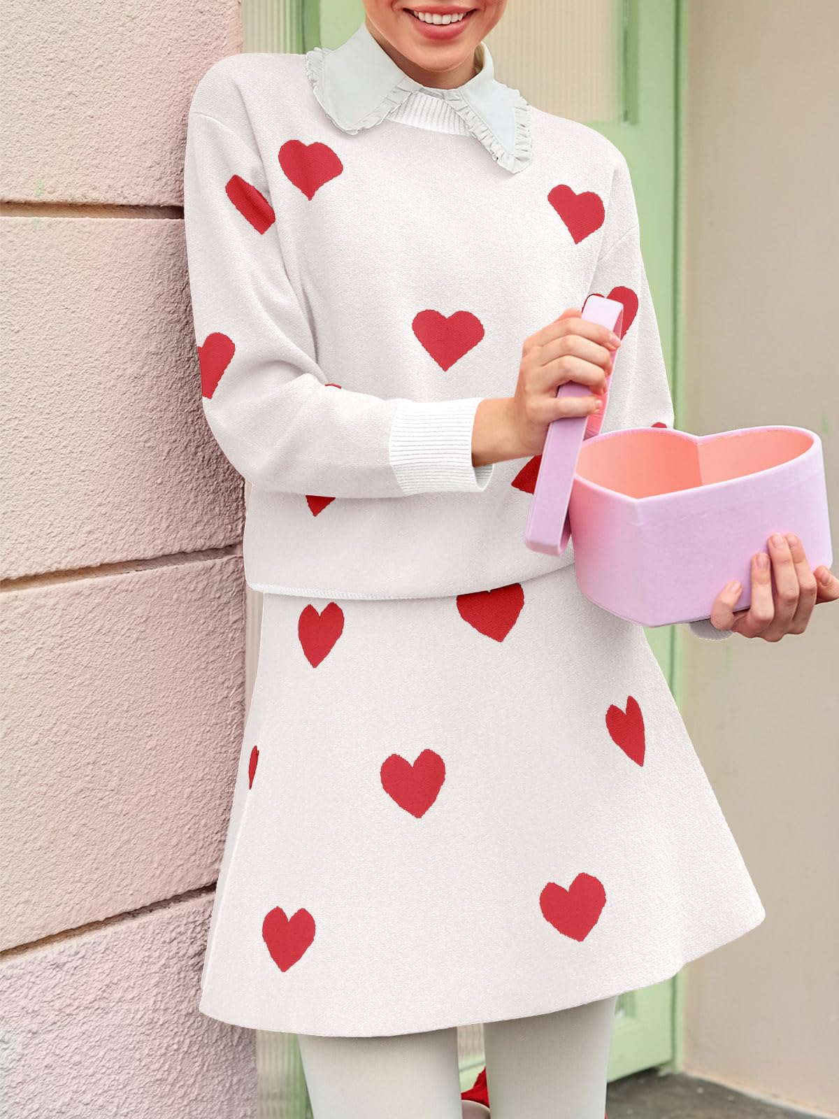 ⏰Hot Sale-Women's Skirt 2 Piece Long Sleeve Crewneck Sweaters