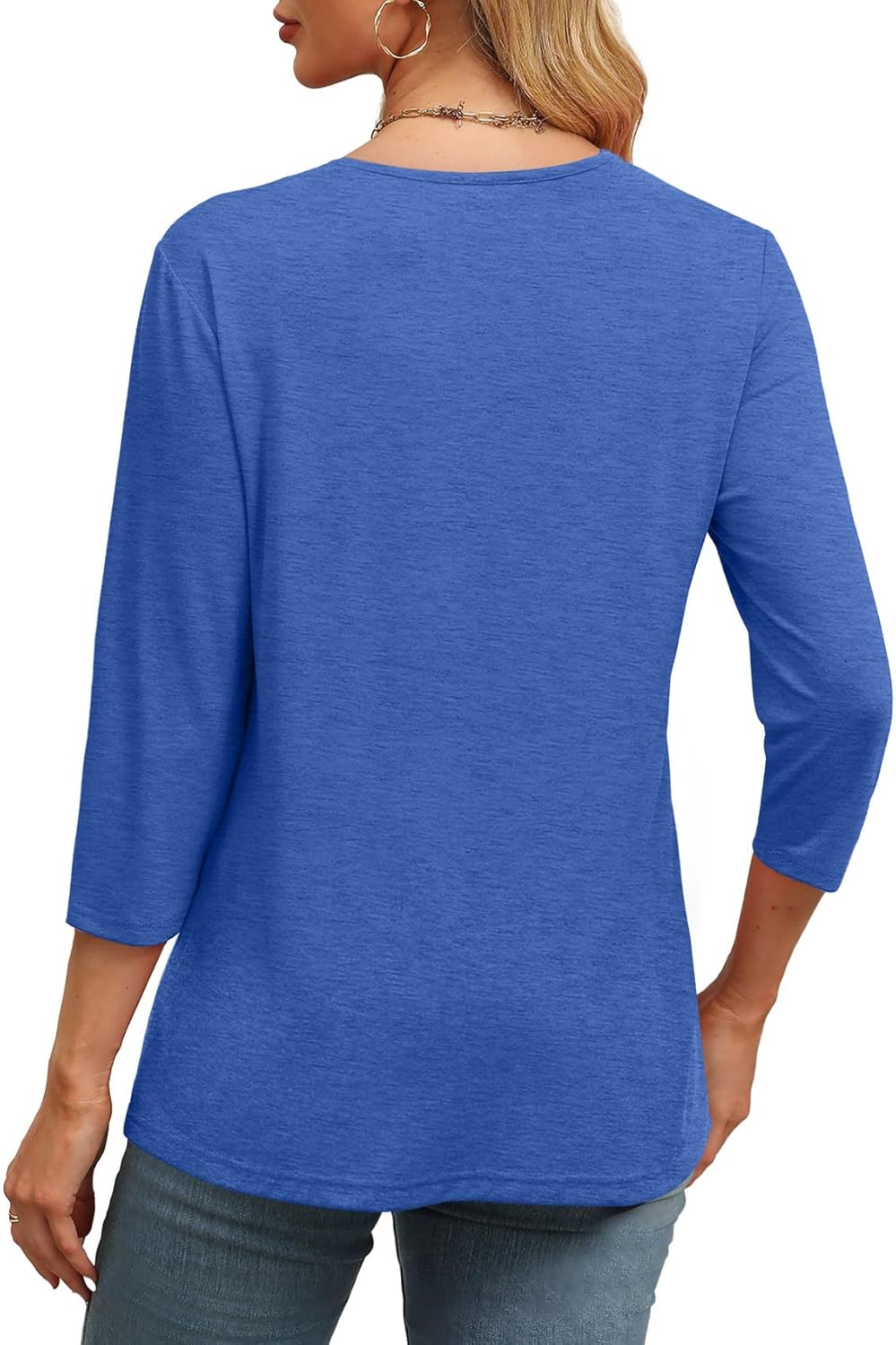 ✨Flash Sale Women's Trendy V Neck 3/4 Long Sleeve Tops Loose Fit Blouse