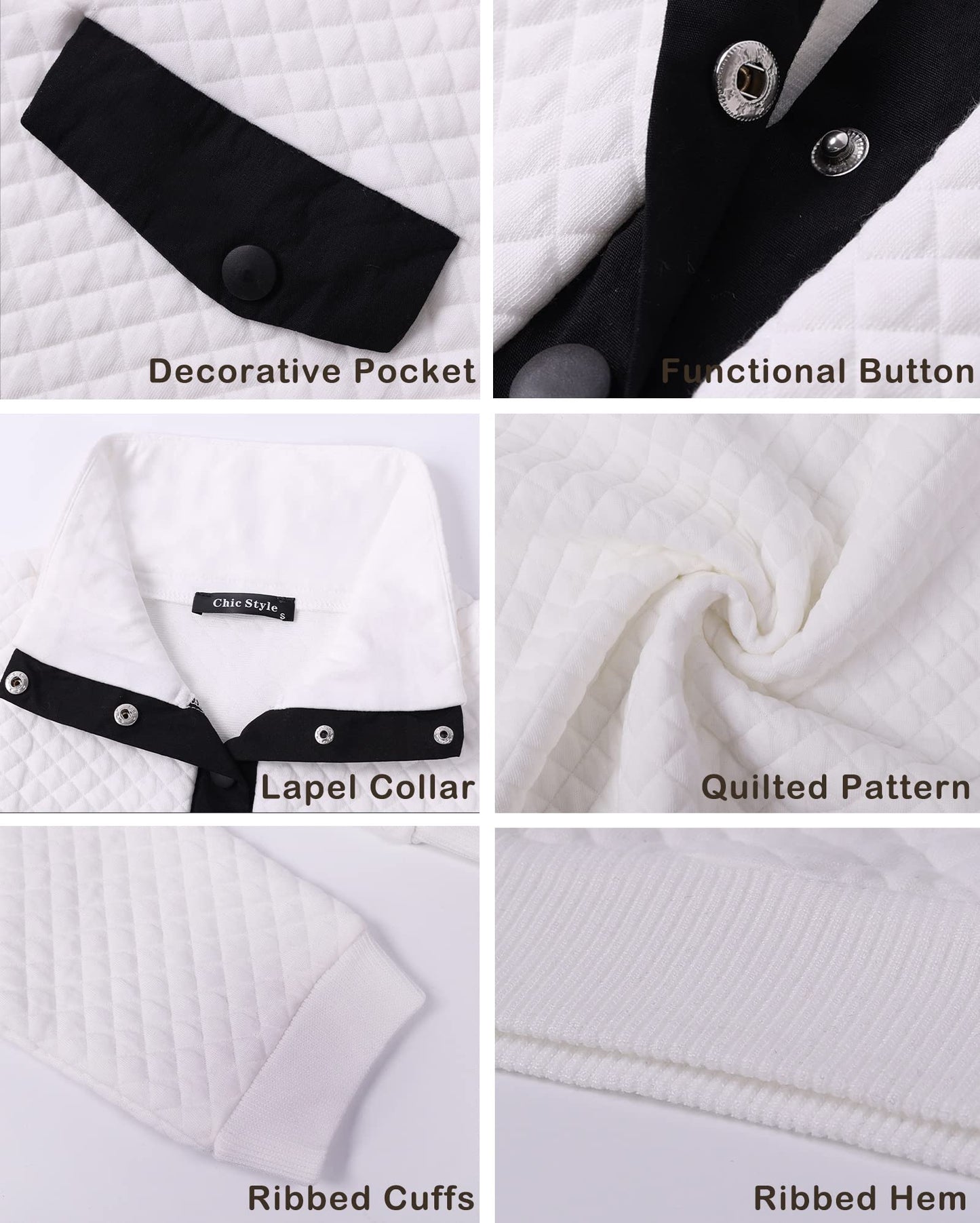 Women Fashion Quilted Pattern Lightweight Zipper Long Sleeve Plain Casual Ladies Sweatshirts