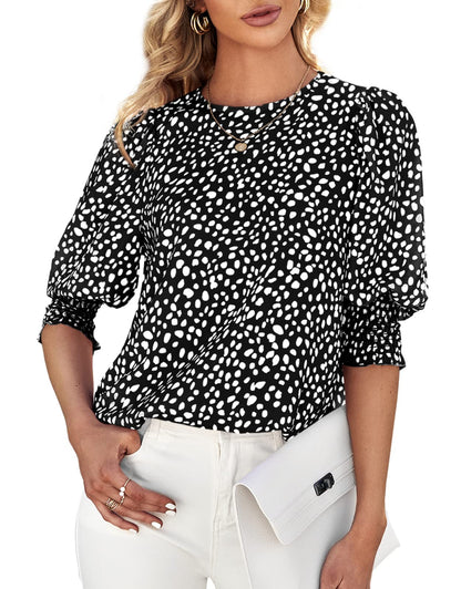 Women's Polka Dot Three-quarter Sleeve T-Shirt Top