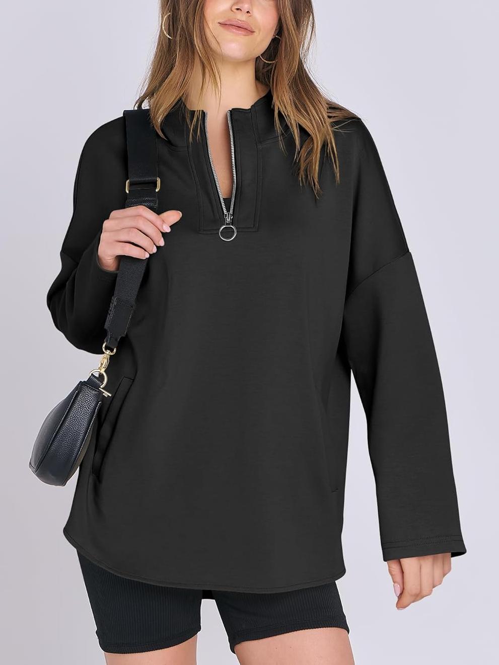 ✨Women's Oversized Quarter Zip Tunic Hoodie (Buy 2 Free Shipping)