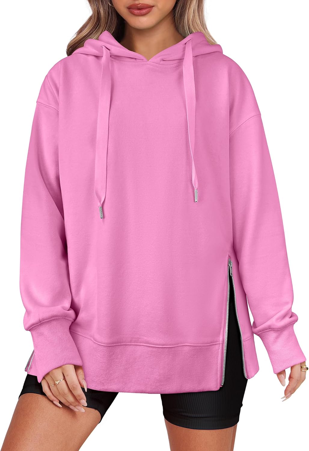 Women's Oversized Side Zip Pullover Hoodie