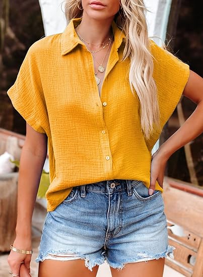 ⏰2024 NEW-Women's Casual V Neck Button Down Shirts
