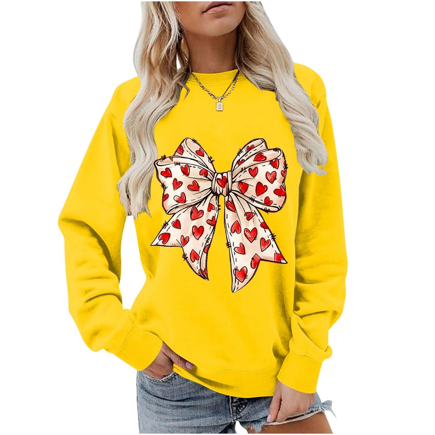 Valentines Day Heart Bow Sweatshirt