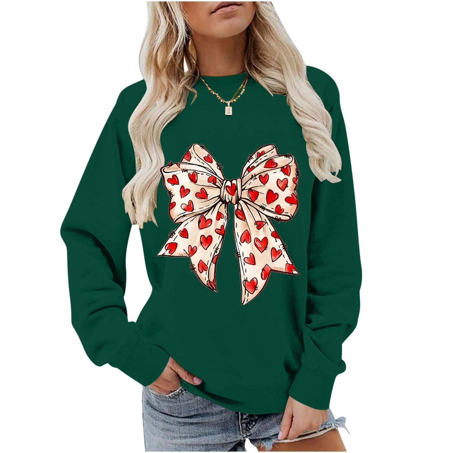 Valentines Day Heart Bow Sweatshirt