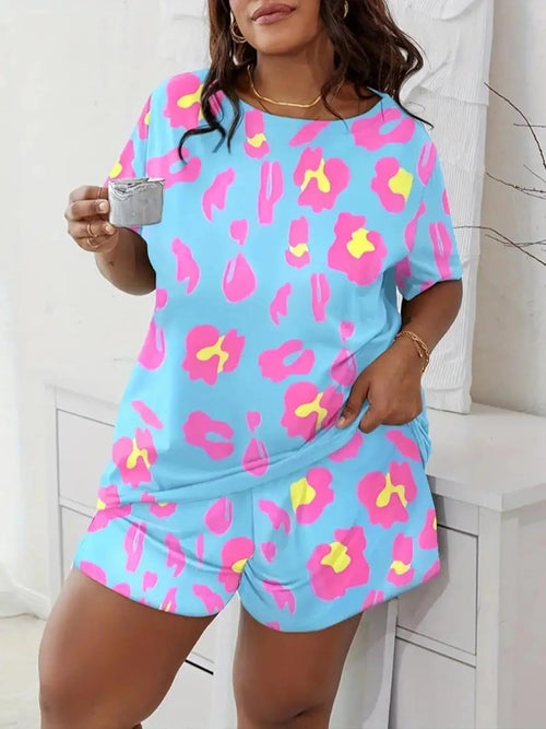 ✨Women's Summer Plus Size All Over Print Loose Pajama Set