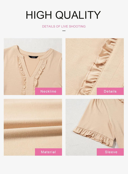 ✨Womens Dresses  V Neck Short Sleeve Casual A Line Flowy Swing Shift Dress