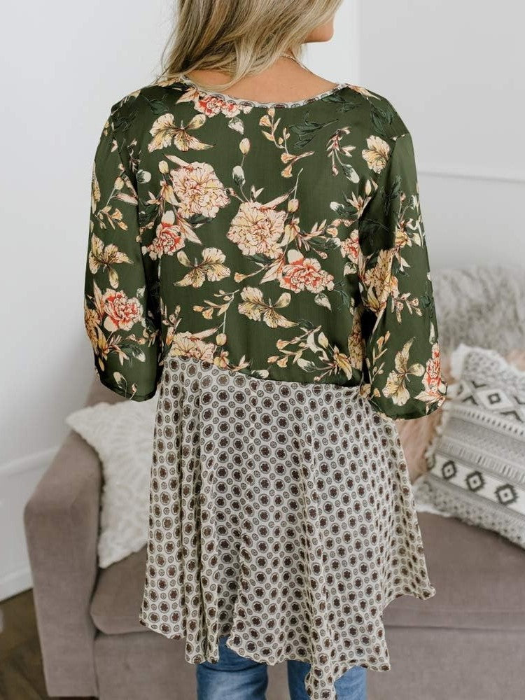 ⏰Hot Sale-Women's Floral Kimono Ruffle Sleeve Tie Cardigans Flowy Boho Loose Cover Ups