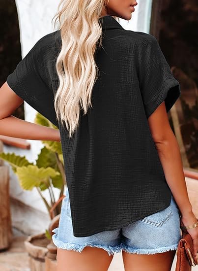 ⏰2024 NEW-Women's Casual V Neck Button Down Shirts
