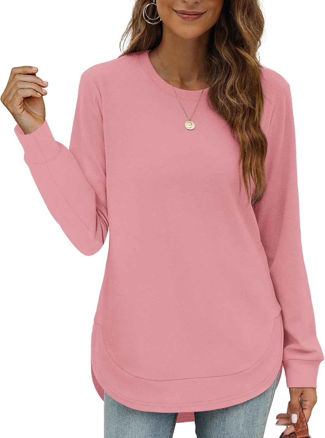 Women's Sweatshirt Crewneck Curved Hem(Buy 2 Free Shipping)