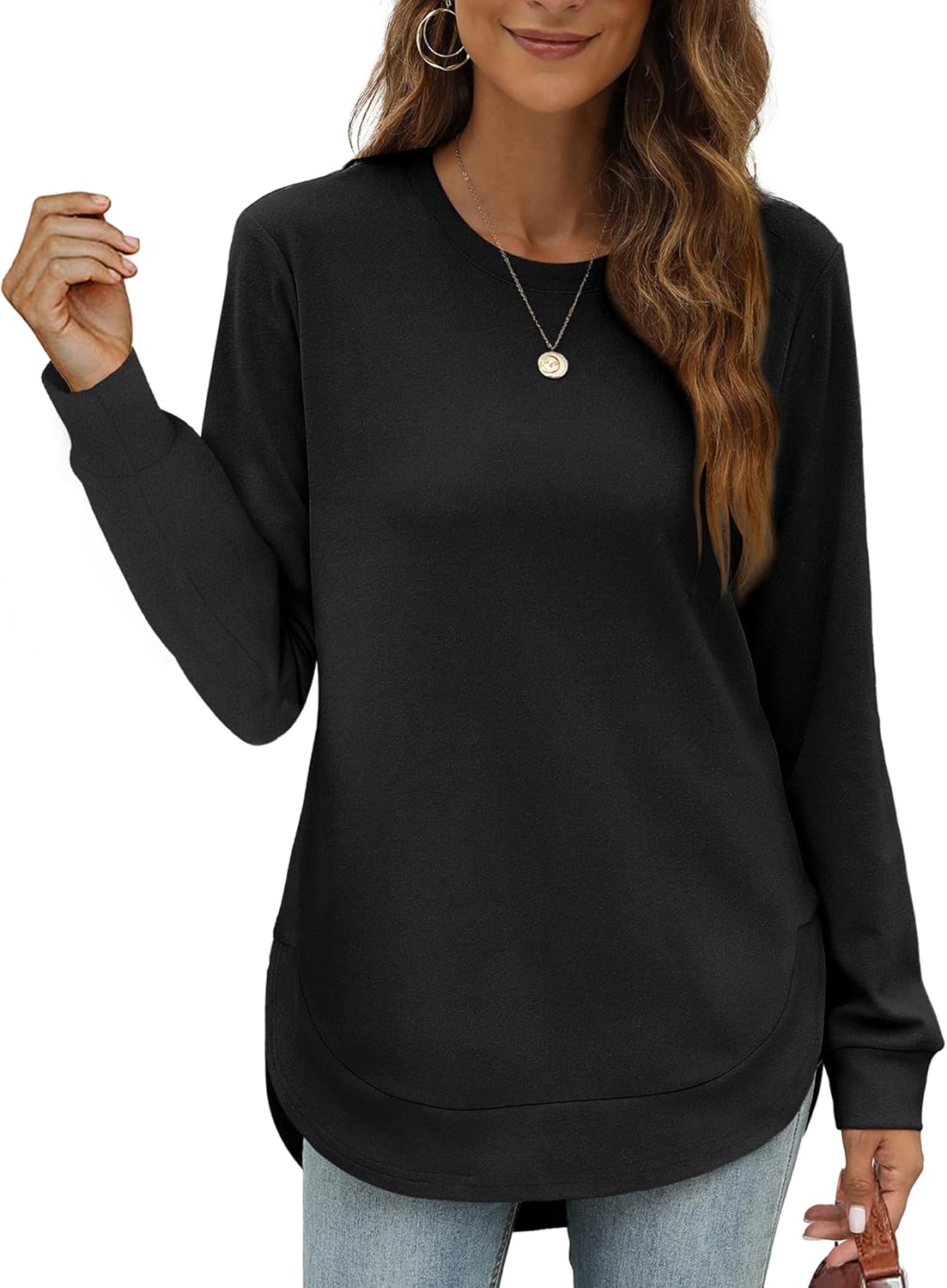 Women's Sweatshirt Crewneck Curved Hem(Buy 2 Free Shipping)