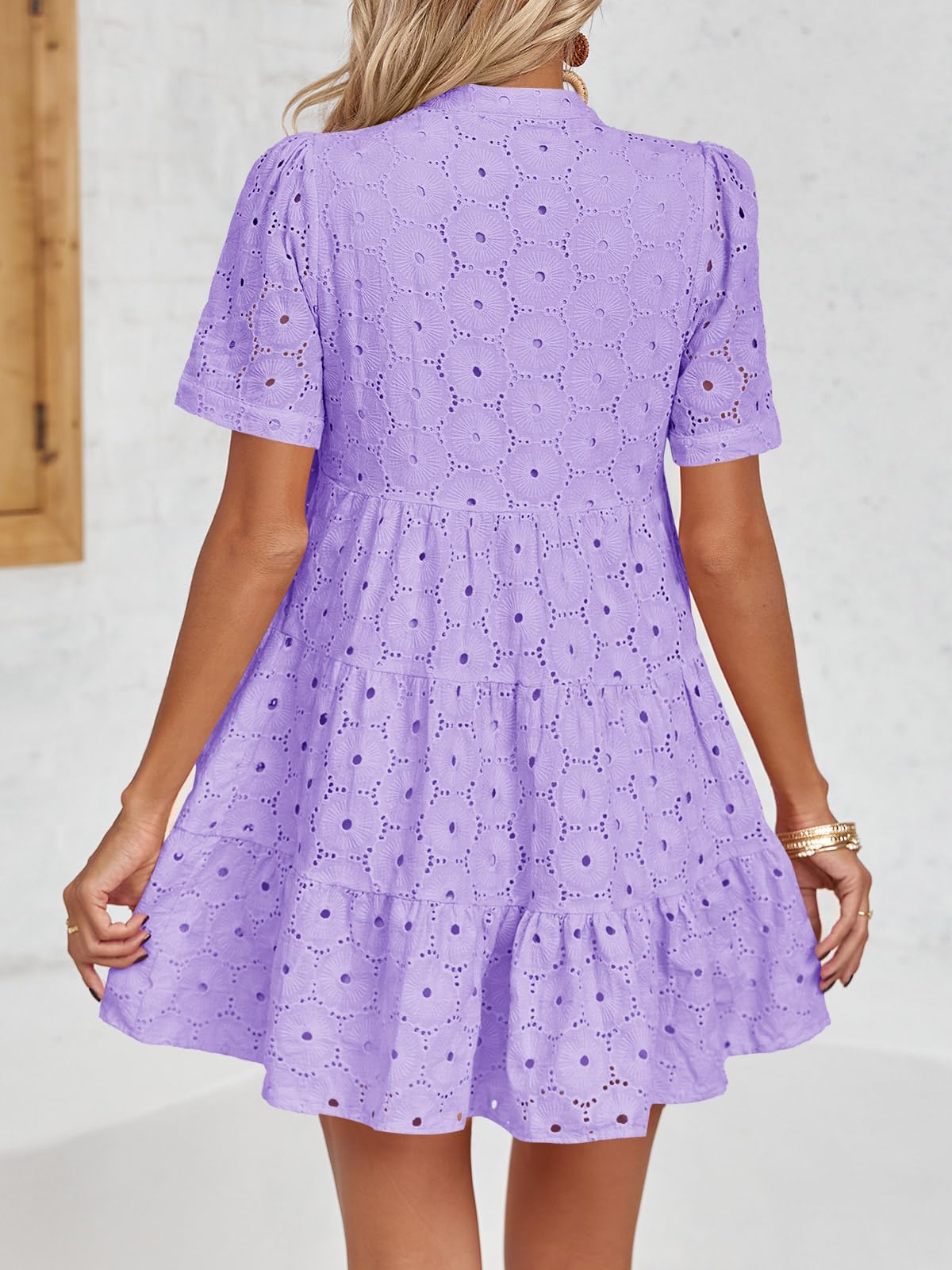 Women’s Lace Dresses Eyelet Casual Flowy Babydoll Swing