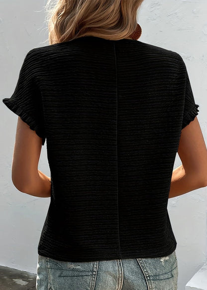 ✨Women's Short Sleeve Ruffle Casual Summer Textured T Shirts