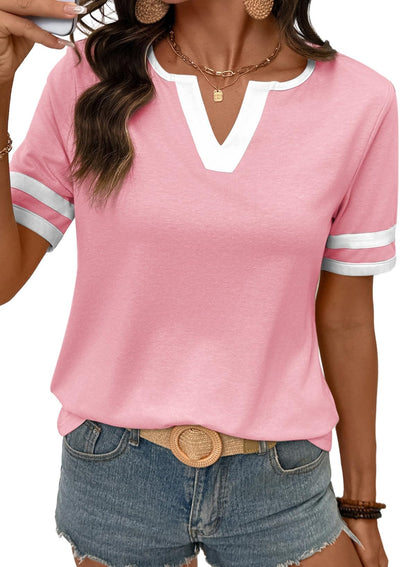 ⏰Hot Sale-Women's Casual Colorblock V-neck T-Shirt