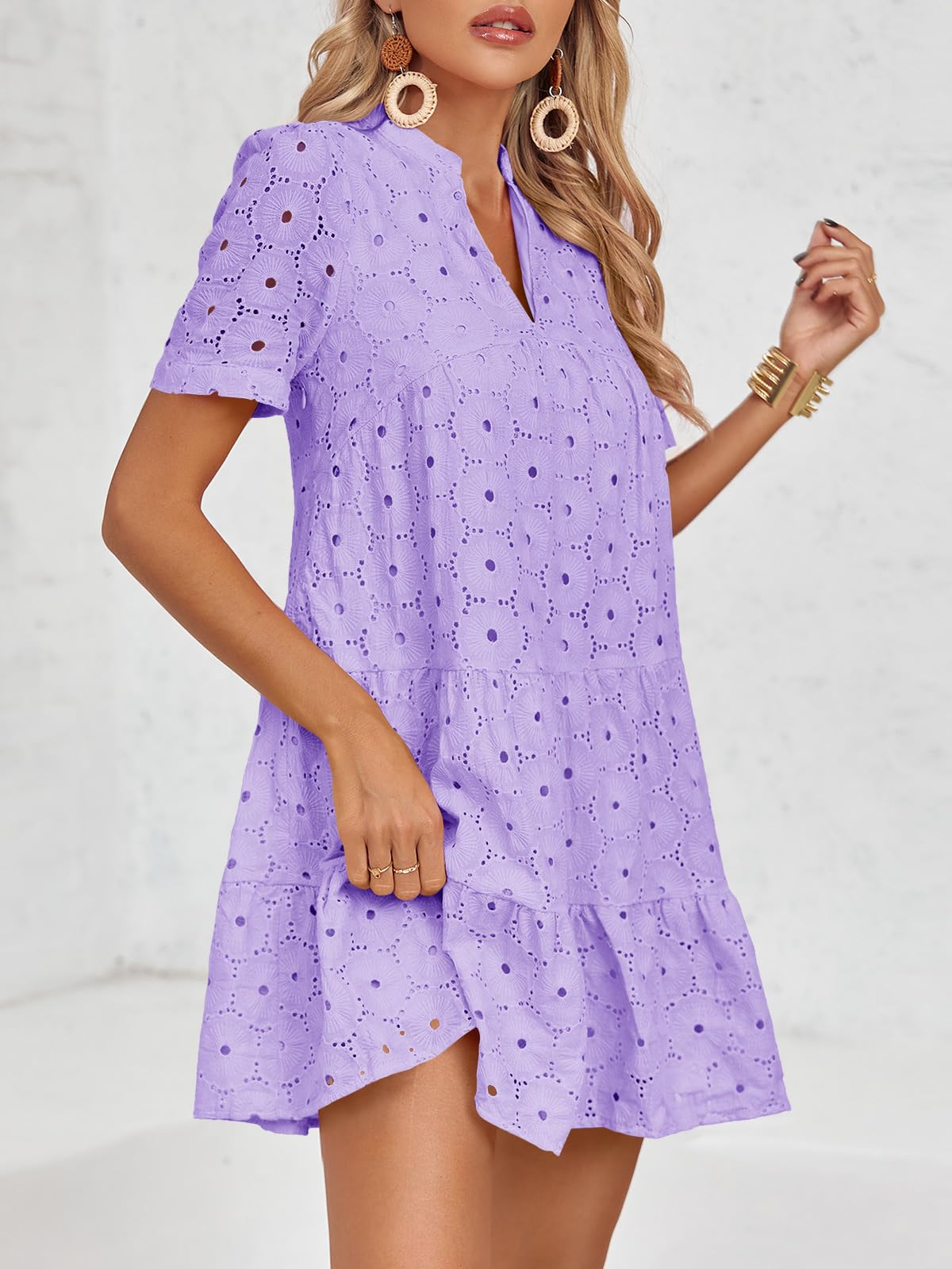 Women’s Lace Dresses Eyelet Casual Flowy Babydoll Swing